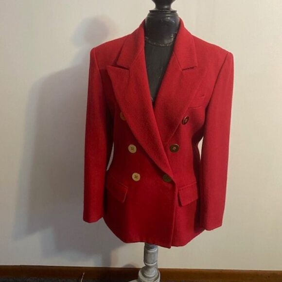 J. G. Hook Vintage Red Double-breasted Wool blazer,  size 10 - Picture 1 of 4